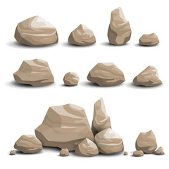Vector Illustration of Cartoon Game Art Rocks and Stones - 114369212