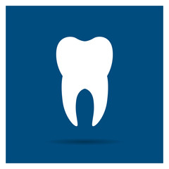 Vector Illustration of a Tooth Icon on a Blue Background
