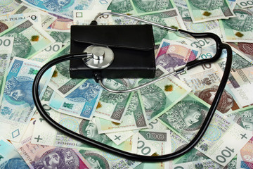 Stethoscope on polish money
