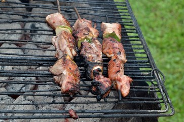 Barbecue en fonctionnement