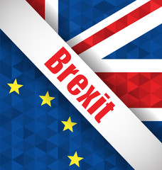 Britain flag and Europe union flag, Brexit, Vector illustration.