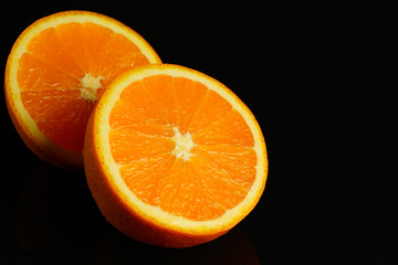 Orange Split half on dark background