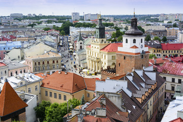 Aerial view of old town in Lublin - obrazy, fototapety, plakaty