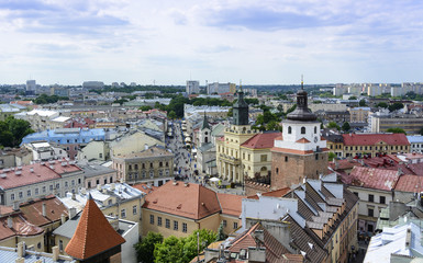 Fototapeta na wymiar Aerial view of old town in Lublin