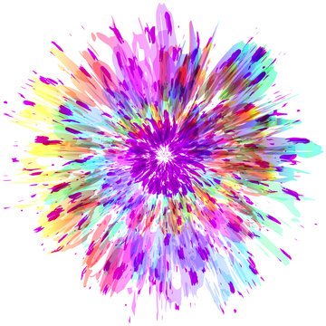 Abstract color splash and isolated flower illustration.