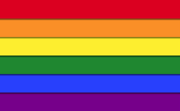 Rainbow Flag of LGBT movement. Gay pride flag consisting of six stripes with shapes. Illustration.