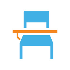 school student desk icon on white background