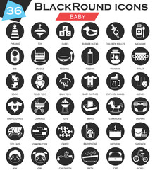 Vector Baby circle white black icon set. Ultra modern icon design for web.