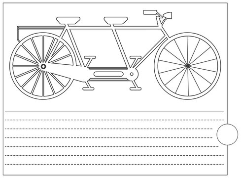 Coloring book with old bicycle and place for text