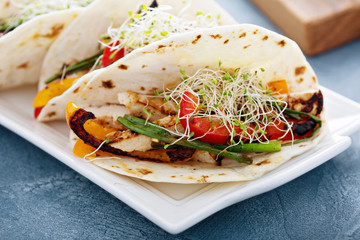 Vegan tacos with grilled tofu and vegetables