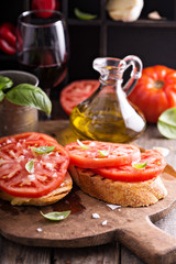 Brucchetta with tomatoes and olive oil