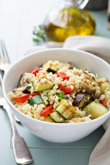 Warm couscous salad with grilled vegetables