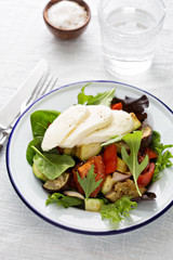 Warm salad with grilled vegetables and cheese