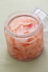 sushi ginger, homemade sweet pickled ginger, japanese food