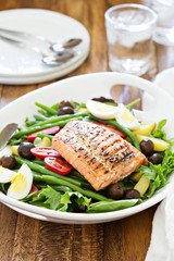 Grilled salmon nicoise salad