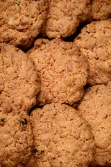 Oat cookies background. From above.