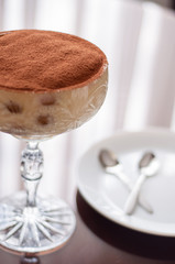 tiramisu in a crystal vase