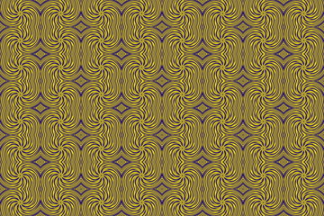 Illustration of repetitive dark blue and yellow swirls