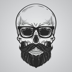 Bearded skull illustration