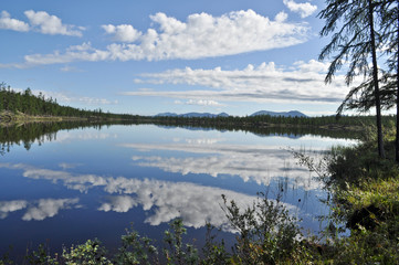 Fototapeta na wymiar Landscape of the lake Sunny day.