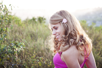 beautiful young girl with curly hair