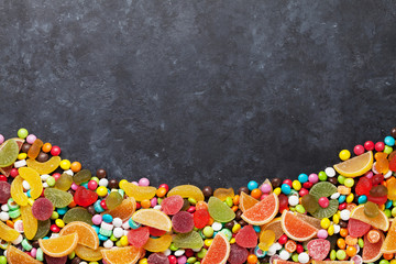 Colorful candies, jelly and marmalade