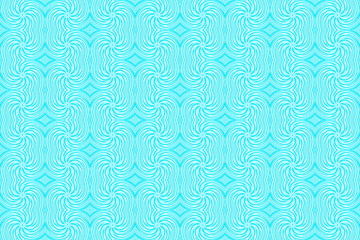 Fototapeta premium Illustration of repetitive cyan and white swirls