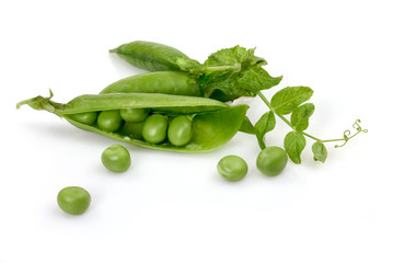 pea pods on a white background