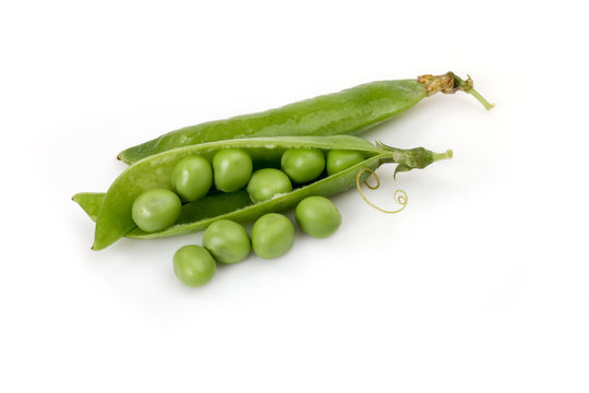 pea pods on a white background