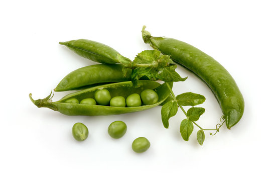 pea pods on a white background