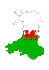 wales flag map