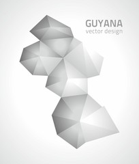 Guyana polygonal silver vector map