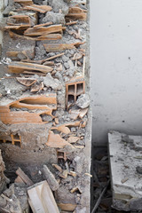 Rest of scrap and smashed bricks from a building