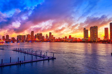 Miami downtown skyline sunset Florida US © lunamarina