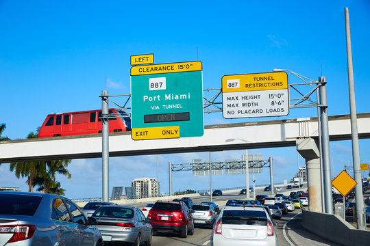 Miami Traffic Driving To Miami Beach Florida