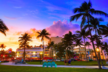 Naklejka premium Miami South Beach sunset Ocean Drive Florida