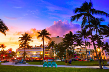 Miami South Beach sunset Ocean Drive Florida