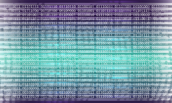 Vector abstract background with lights; lines and binary code