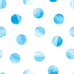 Cercles muraux Polka dot Modèle sans couture aquarelle à pois. Vecteur de fond répétitif avec des points bleus isolés sur blanc.