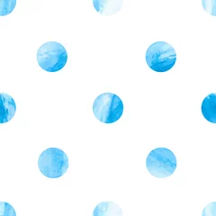 Sierkussen Aquarel polka dot naadloze patroon. Blauwe stippen geïsoleerd op wit. Vectorachtergrond. © Afanasia