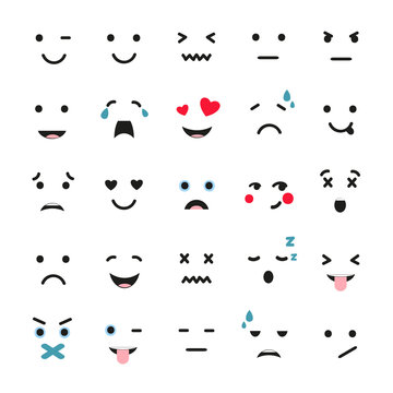 Set of cute emotions isolated on white. Emoji vector collection. 
