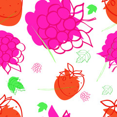 pattern with the image of raspberries , strawberries