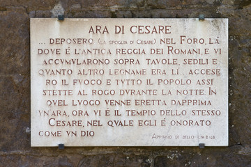 Detail of Ancient Roman Relics in the Forum in Rome Italy