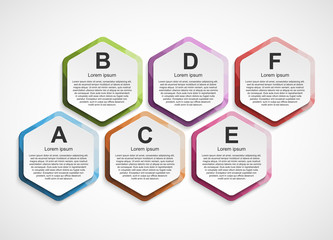 Abstract hexagon business options infographics template.