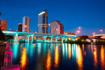 Poster Florida Tampa skyline at sunset in US © lunamarina