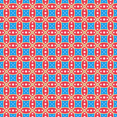 Red and blue seamless geometric vector wallpaper pattern.