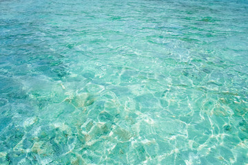 Crystal clear blue water in tropical lagoon