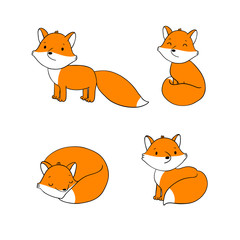 Set of cute little fox.