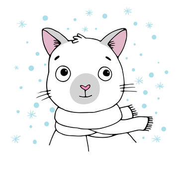 Portrait of a Siamese cat. Winter.