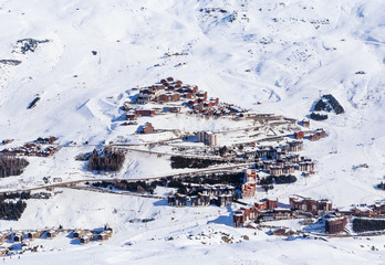 Fototapeta na wymiar Ski resort Val Thorens. Village of Les Menuires. France